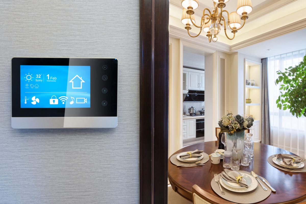 smart screen with smart home and modern dining room